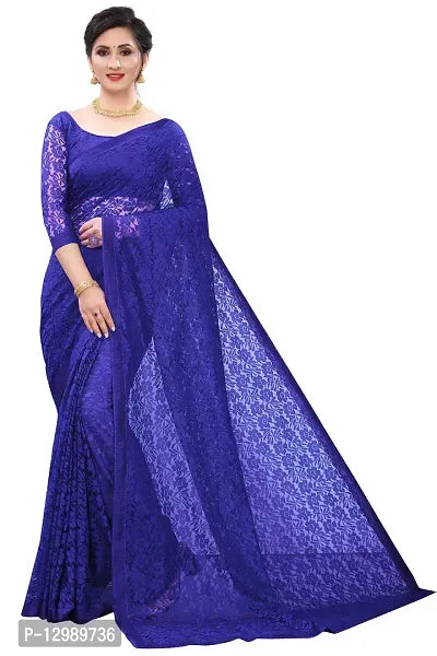 Stylish Blue Net Sarees For Women