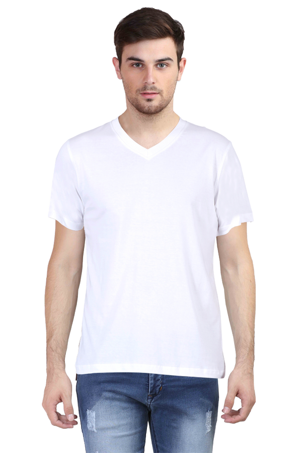 Vneck Half Sleeve White for Men