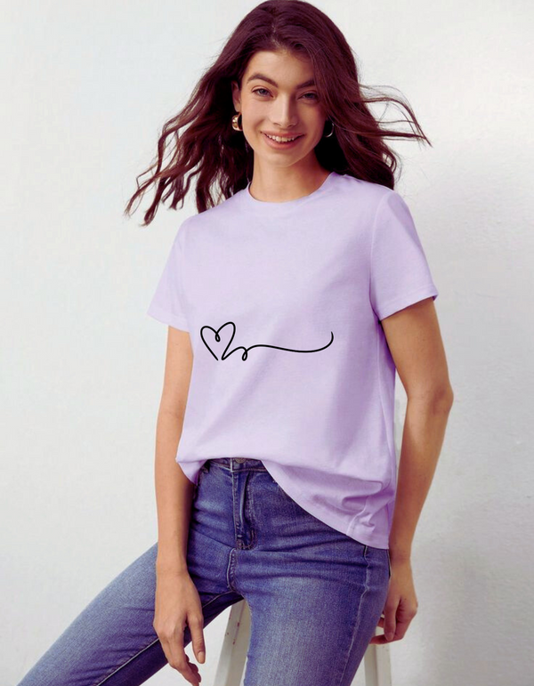 Half Sleeves T-shirt Round Neck Lavender for women