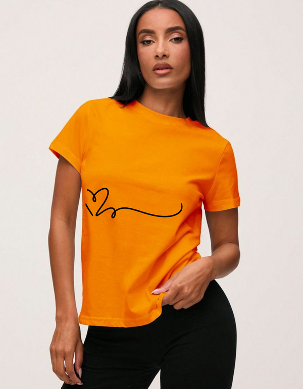 Half Sleeves T-shirt Round Neck Orange for women