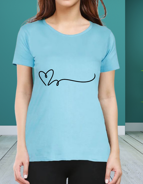 Half Sleeves T-shirt Round Neck Sky Blue for women