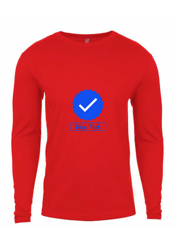 Men Fashion Round neck Blue tick T-Shirt red