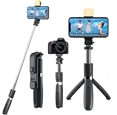 Selfie Sticks with Remote and Selfie Light