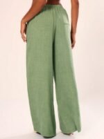 Women's Holiday Tie-Waist Trousers – Textured Linen-Feel, Lightweight & Comfy Fit - Image 5