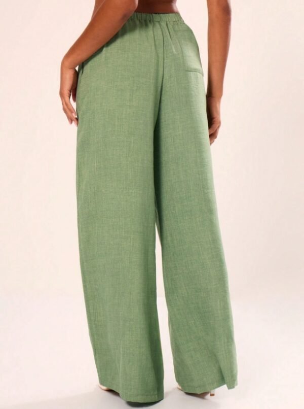 Women's Holiday Tie-Waist Trousers – Textured Linen-Feel, Lightweight & Comfy Fit - Image 5