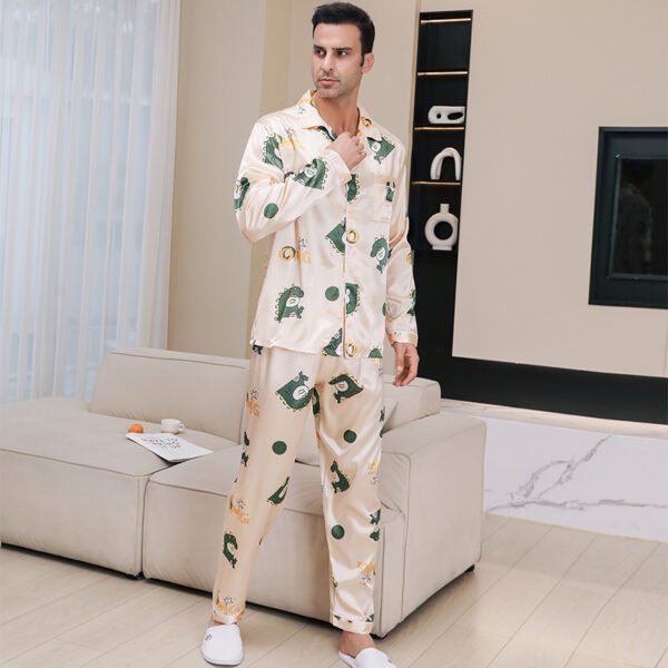 Ice Silk Men’s Pajama Set – Lightweight Short Sleeve Sleepwear for Summer Comfort - Image 2