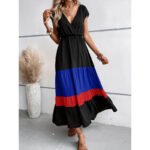 Women’s Color Block Maxi Dress – V-Neck Sleeveless Tiered Sundress for Summer - Image 10