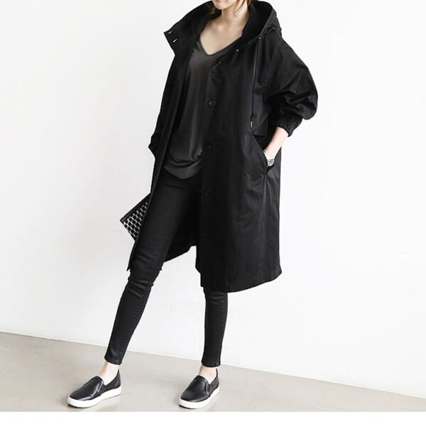 Women Windbreaker Jacket Casual Loose Button Pockets Hooded Quick Dry Windproof Waterproof Clothes For Outdoor Hiking Camping - Image 7