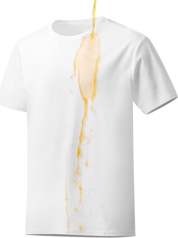 Men’s White Basic Crewneck T-Shirt – Water-Repellent Cotton-Poly Blend, Short Sleeve Casual Tee - Image 2