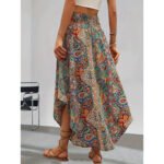 Women's Floral Print Midi Skirt – High Waist, Tie Front, Flowy & Trendy Summer Wear - Image 4