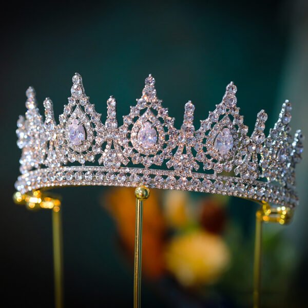 Luxury Cubic Zirconia Bridal Crown – Crystal Tiara for Weddings, Pageants & Royal Occasions - Image 1
