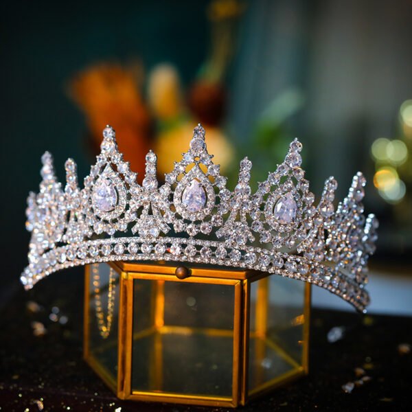 Luxury Cubic Zirconia Bridal Crown – Crystal Tiara for Weddings, Pageants & Royal Occasions - Image 2