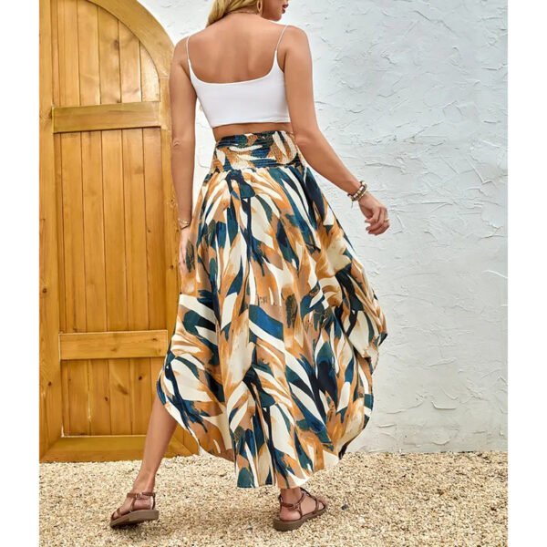 Women's Floral Print Midi Skirt – High Waist, Tie Front, Flowy & Trendy Summer Wear - Image 2