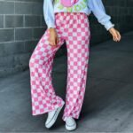 Women’s Plaid Print Straight Pants – Elastic Waist, Loose Fit Trousers with Pockets for Casual Daily Wear - Image 6