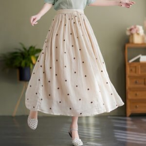 Women’s Cotton & Linen Long Skirt – Flowy, Figure-Flattering, Elegant Everyday Style