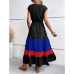 Women’s Color Block Maxi Dress – V-Neck Sleeveless Tiered Sundress for Summer - Image 6