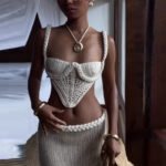 Y2K Crochet 2-Piece Skirt Set – Women's Strapless Tube Top + Low Waist Bodycon Maxi Skirt - Image 6