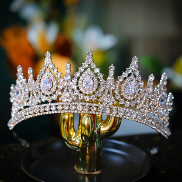 Luxury Cubic Zirconia Bridal Crown – Crystal Tiara for Weddings, Pageants & Royal Occasions - Image 4