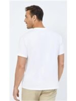 Men’s White Basic Crewneck T-Shirt – Water-Repellent Cotton-Poly Blend, Short Sleeve Casual Tee - Image 9