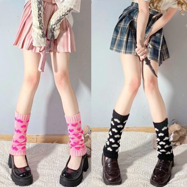Knitted Wool Foot Cover Socks – Cute Love Design, Slimming Fit for Girls & Women - Image 1