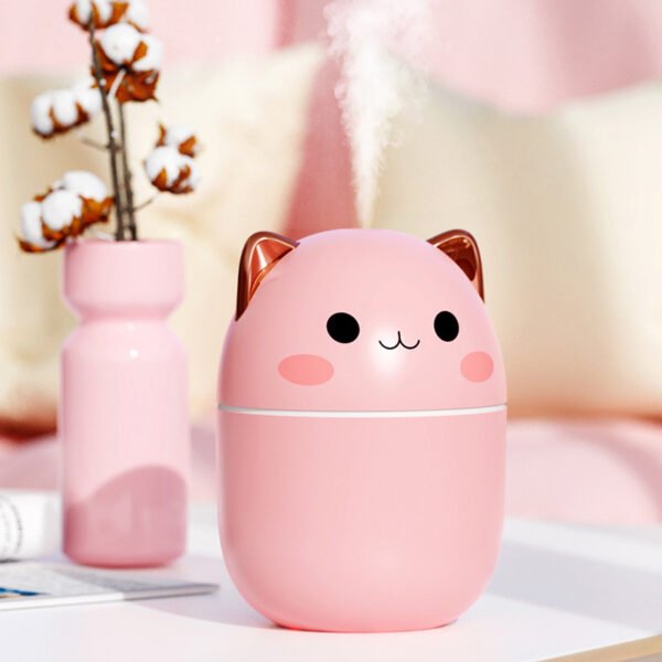Cute Cat USB Air Humidifier – Silent Cool Mist Diffuser with LED Night Light for Home, Car & Office - Image 4