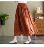 Women’s Cotton & Linen Long Skirt – Flowy, Figure-Flattering, Elegant Everyday Style - Image 3
