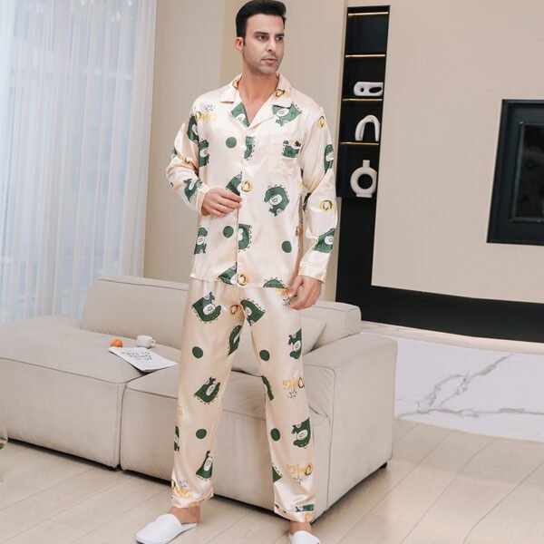 Ice Silk Men’s Pajama Set – Lightweight Short Sleeve Sleepwear for Summer Comfort - Image 6