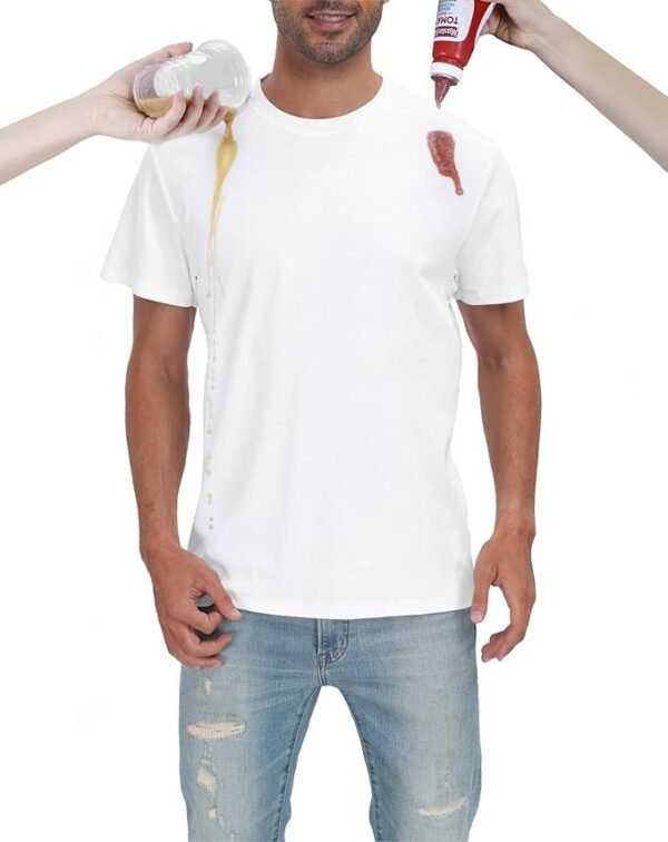 Men’s White Basic Crewneck T-Shirt – Water-Repellent Cotton-Poly Blend, Short Sleeve Casual Tee - Image 8